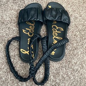 sam eden ruched leather sandals